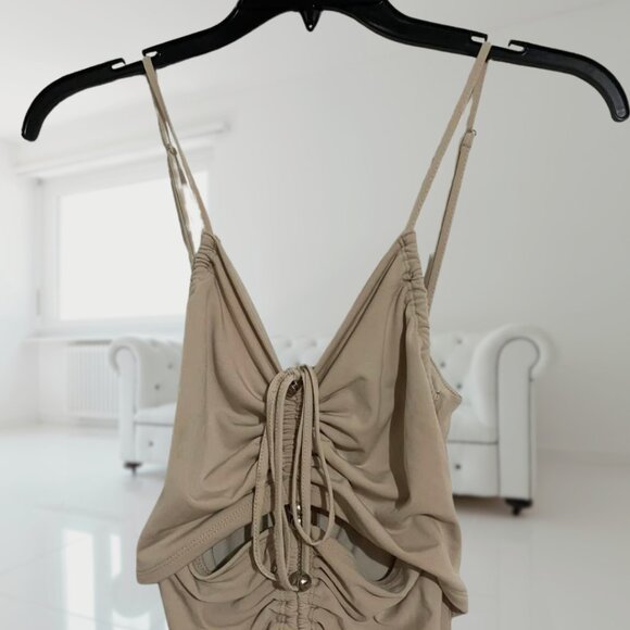 Forever 21 Ruched Midi Dress – NWT, Adjustable Straps, Zipper Back, Size Small - Picture 8 of 15